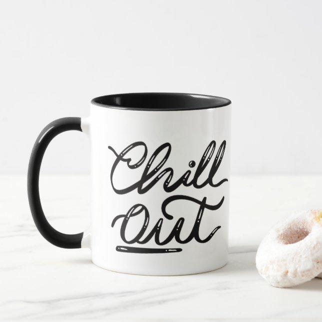 Chill Out - Handletterad Retro-mugg Mugg (Med munk)