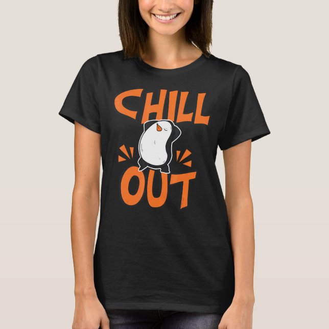 Chill Out  Women Hangout Penguin Love T Shirt (Framsida)