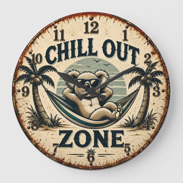 Chill Out Zone Funny Koala Stor Klocka (Framsida)