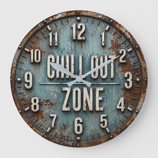 Chill Out Zone Rustic Industrial Stor Klocka (Framsida)