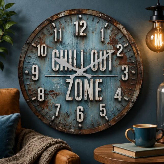 Chill Out Zone Rustic Industrial Stor Klocka (Skapare uppladdad)