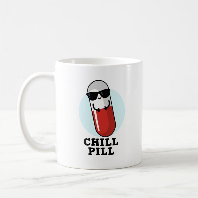 Chill Pill Coola Medicine Pun Kaffemugg (Vänster)