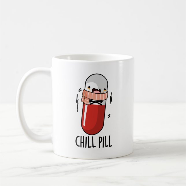 Chill Pill Funny Freezing Medicine Pun Kaffemugg (Vänster)