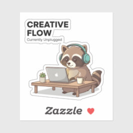 Chill Raccoon Coding Sticker Creative Flow Laptop Klistermärken