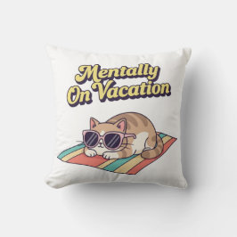 Chill Retro Cat Vacation Mood Square Pillow Kudde