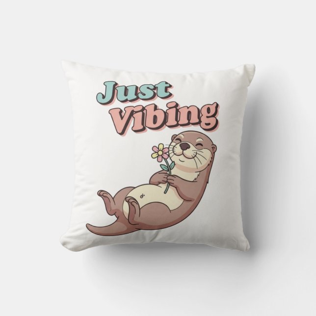 Chill Retro Otter Square Comfort Pillow Kudde (Framsida)