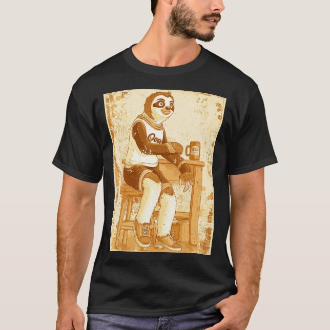 Chill Sepia Sloth Illustration T Shirt (Framsida)