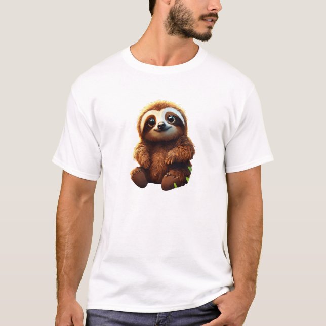 Chill Sloth Hangout Sticker Design T Shirt (Framsida)