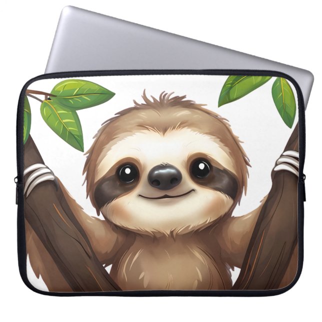 Chill Sloth Laptop sleeve - Cute Anti-Hustle Tech (Framsidan)