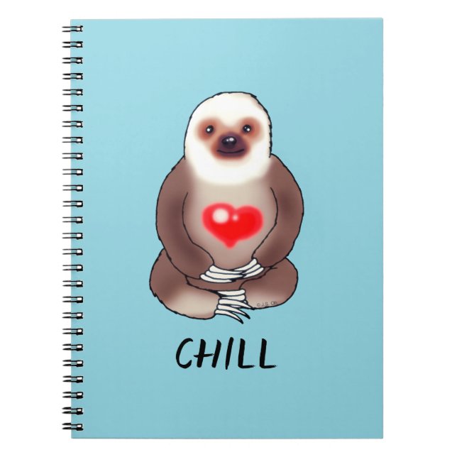 Chill Sloth med Glowing Heart Anteckningsbok (Framsidan)