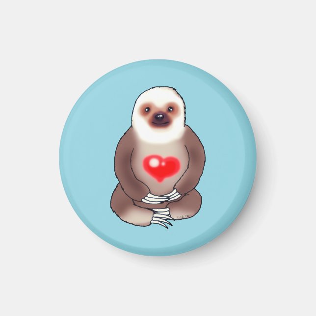 Chill Sloth med Glowing Heart Magnet (Framsidan)