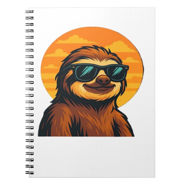 Chill Sloth med Sunglasses - Retro Sunset Vibes C Anteckningsbok (Framsidan)