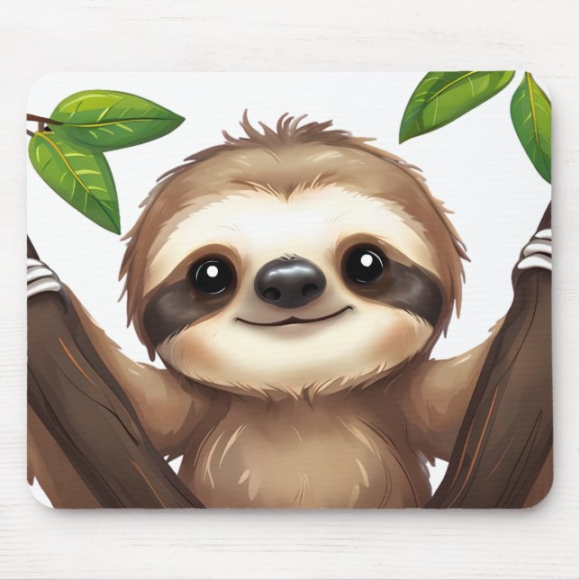 Chill Sloth Mousepad - Cute Desk Mood Musmatta (Framsidan)