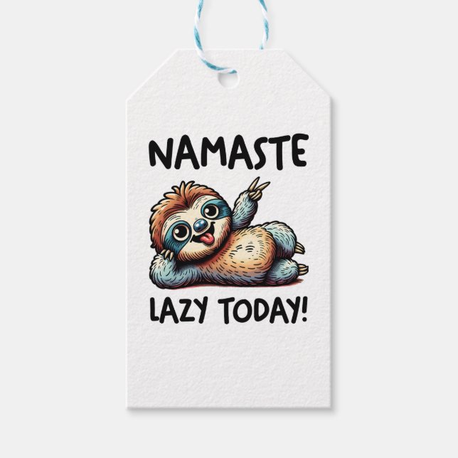 Chill Sloth Namaste Lazy Vibes Presentetikett (Framsidan)