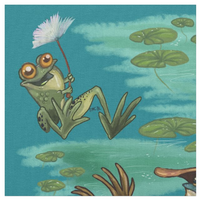 Chill Summer Frogs Tyg (Närbild)