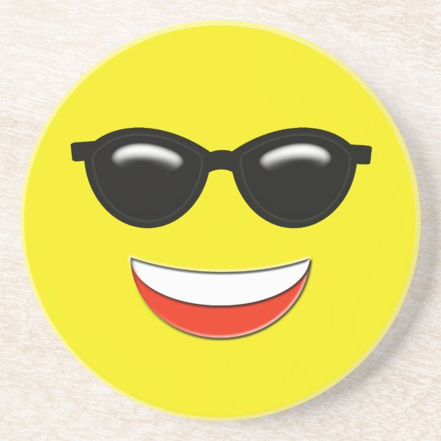 Chill Sunglasses Emoji Underlägg Sandsten (Framsidan)
