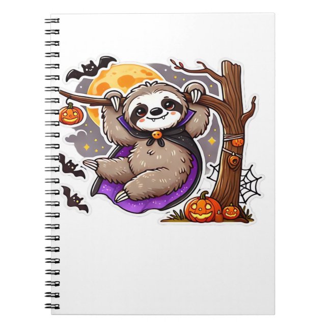 Chill Thrills Halloween Sloth Oversized T- Shirt Anteckningsbok (Framsidan)
