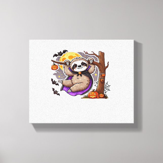 Chill Thrills Halloween Sloth Oversized T- Shirt Canvastryck (Framsida)