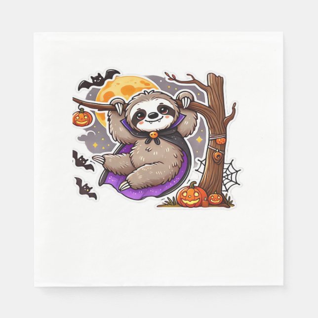 Chill Thrills Halloween Sloth Oversized T- Shirt Pappersservett (Framsidan)