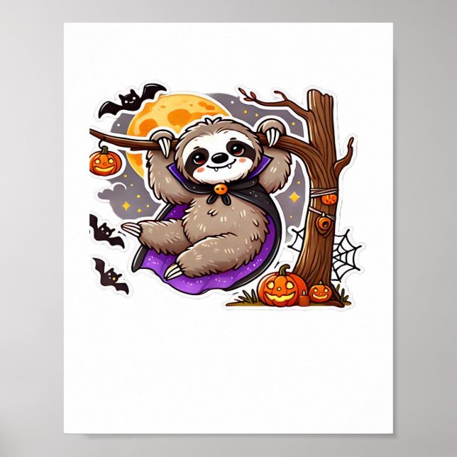 Chill Thrills Halloween Sloth Oversized T- Shirt Poster (Framsidan)