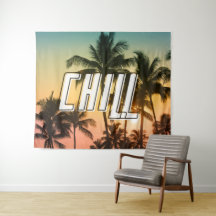Chill Tropical Sunset Beach Handflatan Träd