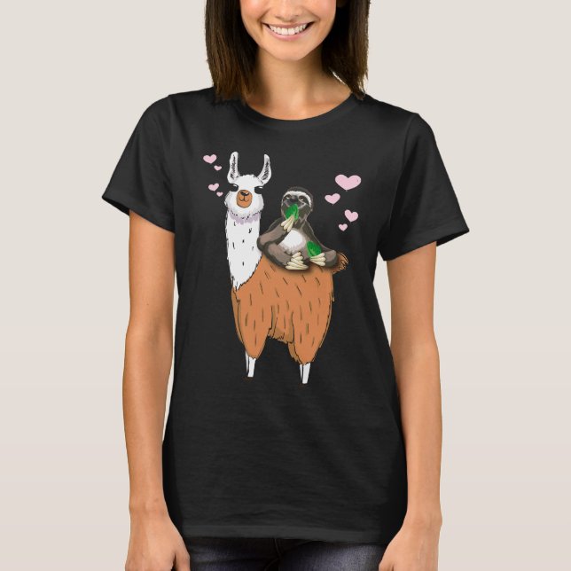 Chill ut Sloth Rides Llama Trendig Alpaca Stil T Shirt (Framsida)