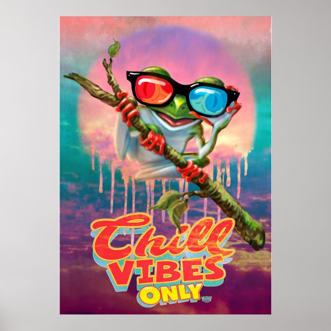 Chill Vibes Endast 3D Träd Frog Poster (Framsidan)