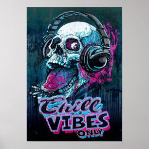 Chill Vibes Endast hallonyhörlurar av hallon Poster