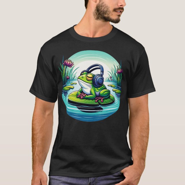 Chill Vibes Frog Zen Music Älskare Amphibian Illus T Shirt (Framsida)