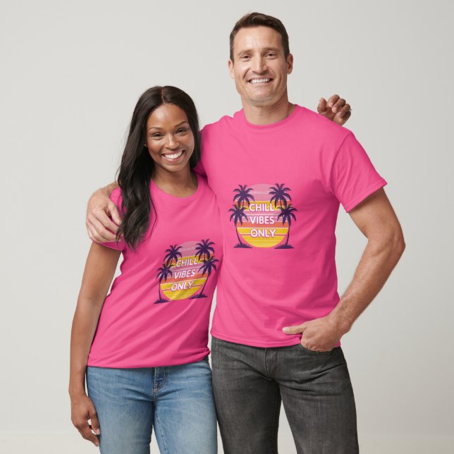 Chill Vibes Only T-Shirt – Retro Solnedgång 80s Va (Unisex)