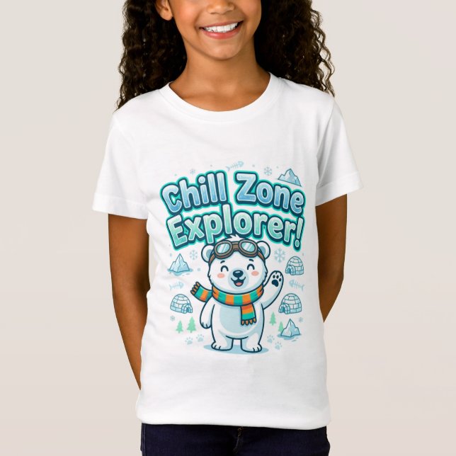 Chill Zone Explorer Söt Isbjörn T-Shirt | Barn (Framsida)