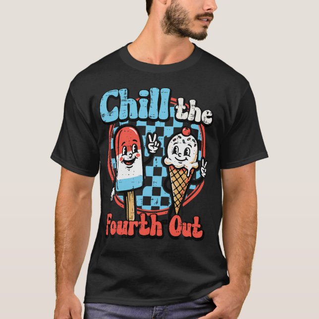 Chilla Fjärde Ut Pinnstång Glass 4Juli T Shirt (Framsida)