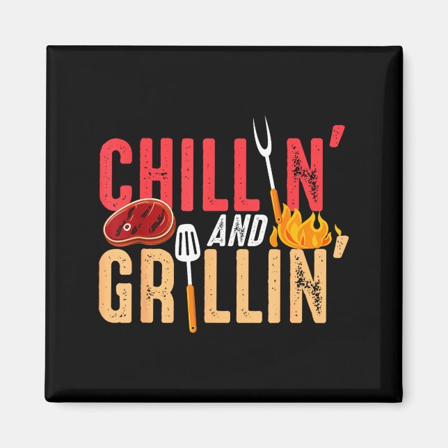 Chilla och grilla grillfest  magnet (Framsidan)