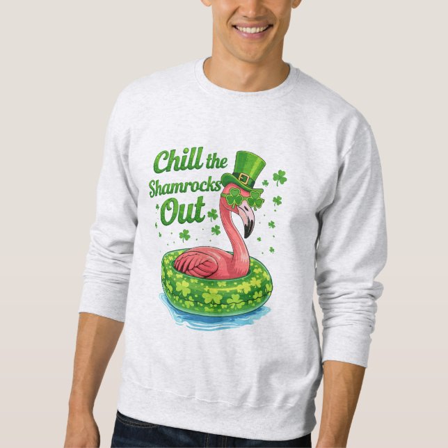Chilla Ut Shamrocks Roligt St Patrick's Dag Lång Ärmad Tröja (Framsida)