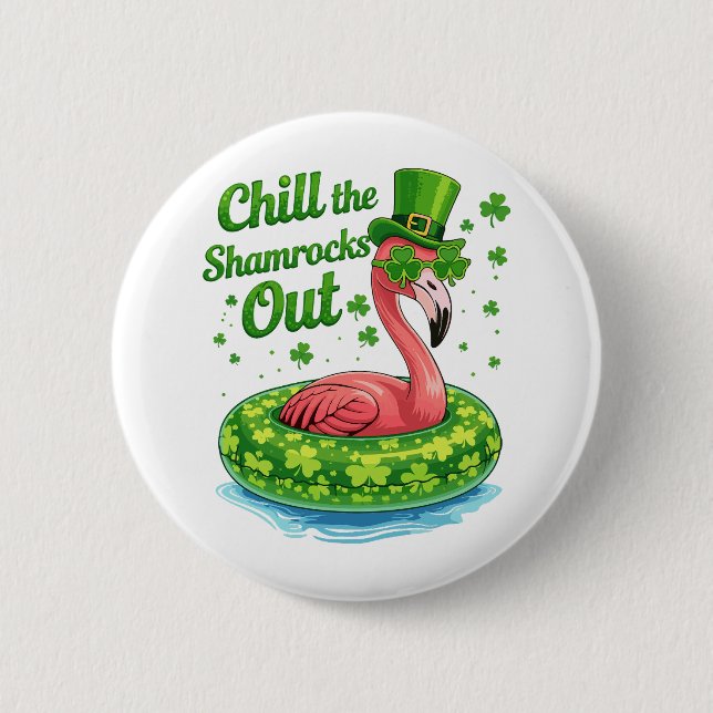 Chilla Ut Shamrocks Roligt St Patrick's Day Knapp (Framsida)