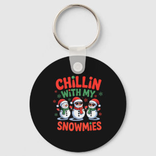 Chillar med min snökompis Roligt jul snöman Nyckelring