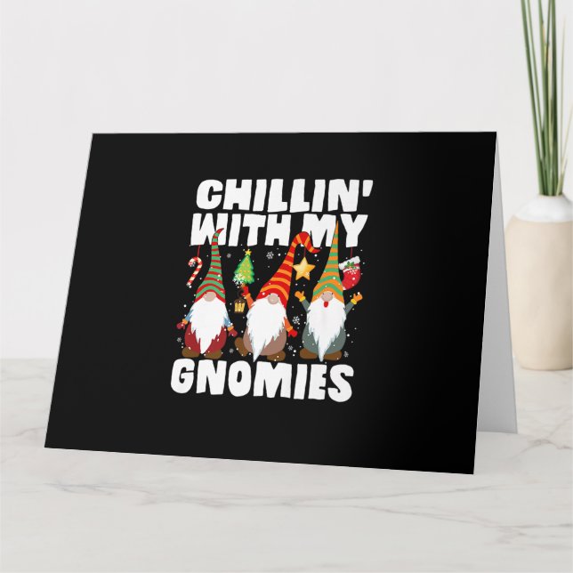 Chillar med mina Gnom-vänner Rolig Gnom Jul Pama Kort (Framsida)