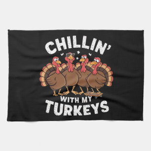 Chillar med mina kalkoner tacksgiving familj gåva kökshandduk