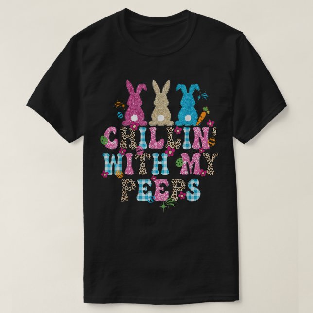 Chillar med mina kompisar Kanin Leopardrandig rutm T Shirt (Design framsida)