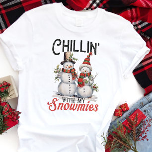 Chillar med mina snökompisar Rolig snöman jul T Shirt