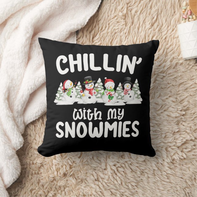 Chillar med mina snökompisar Snömannen jul Kudde (Filt)