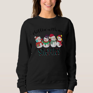 Chillar med mina snökompisar tre snömannen jul t shirt