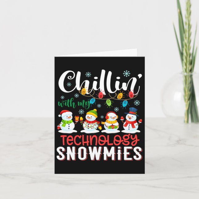 Chillar med mina teknik-snowmies ljust jul kort (Framsida)