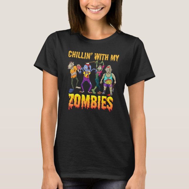 Chillar med mina zombies Halloween läskiga vampyr  T Shirt (Framsida)