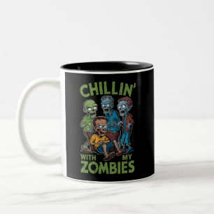 Chillar med mina zombies Halloween pojkar barn rol Två-Tonad Mugg