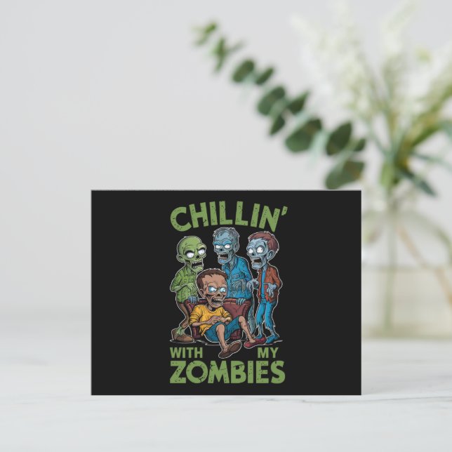 Chillar med mina zombies Halloween pojkar barn rol Vykort (Stående Fram)