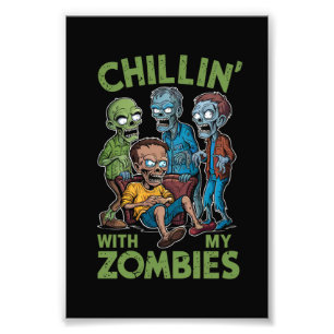 Chillar med mina zombies Halloween pojkar kul Fototryck