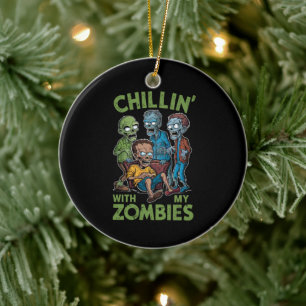 Chillar med mina zombies Halloween pojkar kul Julgransprydnad Keramik