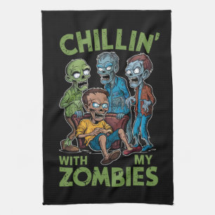 Chillar med mina zombies Halloween pojkar kul Kökshandduk