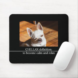 Chillax Chihuahua sömnig uppmjukat tunga ut Foto Musmatta